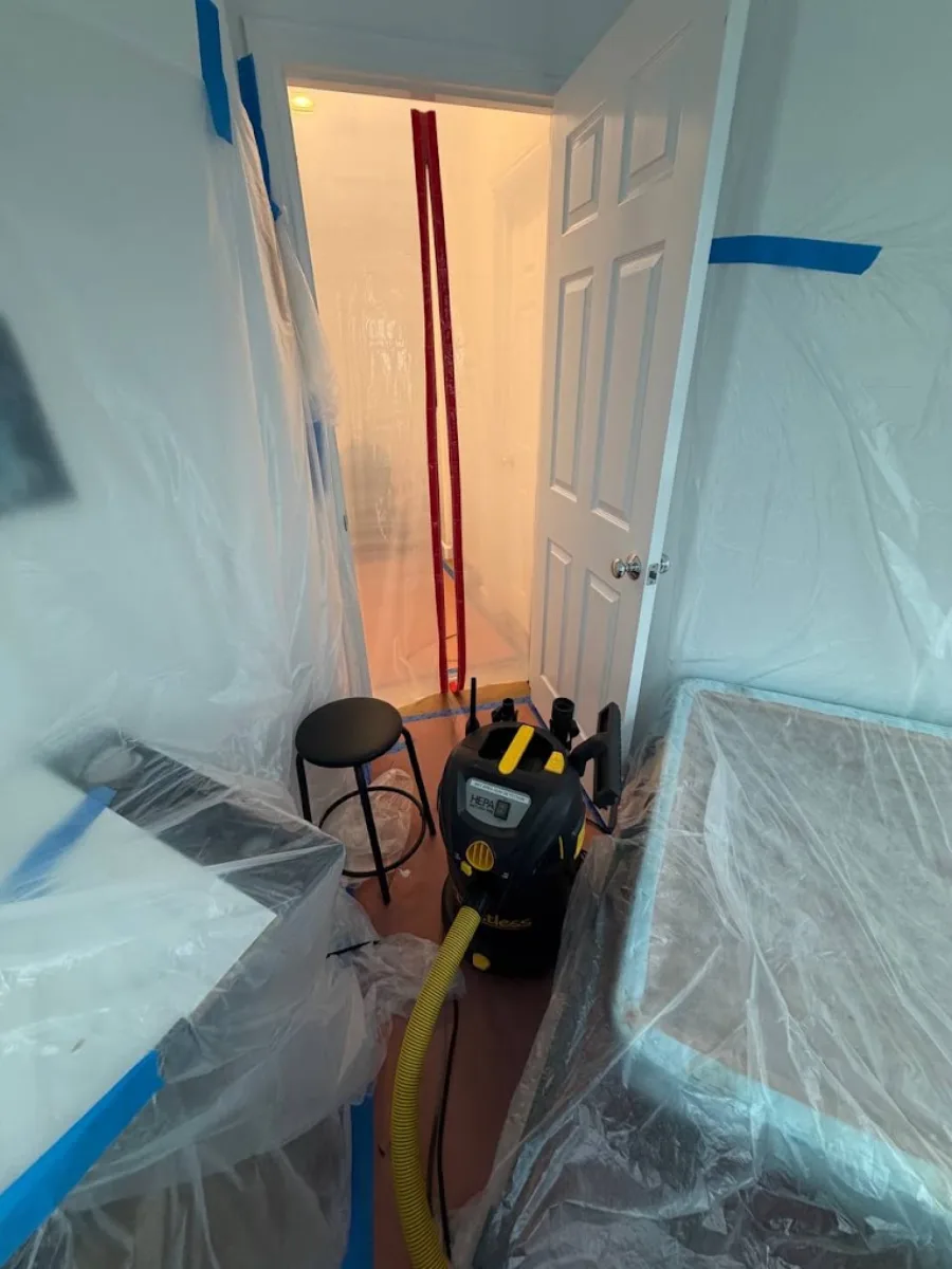 Protected work area with HEPA filtration equipment